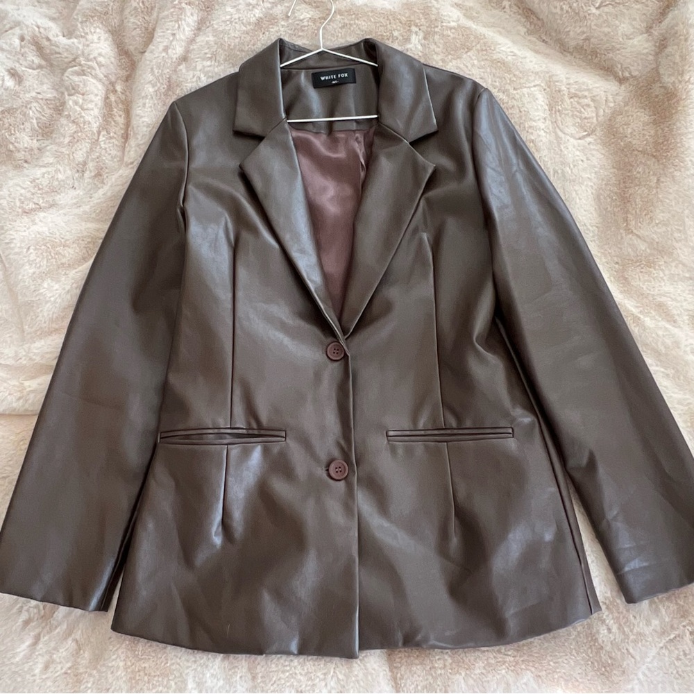 WHITE FOX LEATHER BLAZER BROWN M